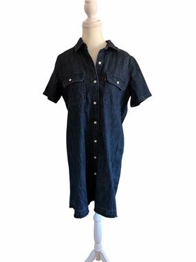 Levi’s Denim Jean Medium Button Up Raw Hem Collared Dress